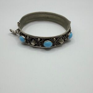 Vintage Faux Turquoise Metal Bracelet